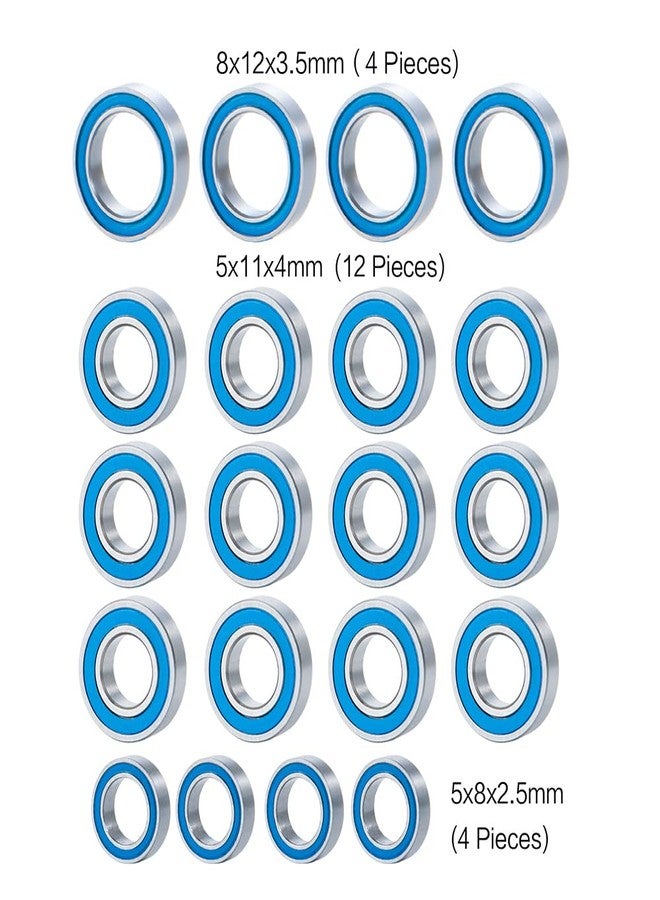 WEFEINO 20Pcs Blue Rubber Seals RC Ball Bearing Kit for All Tamiya TT-01 RC Crawler Car - Image 2
